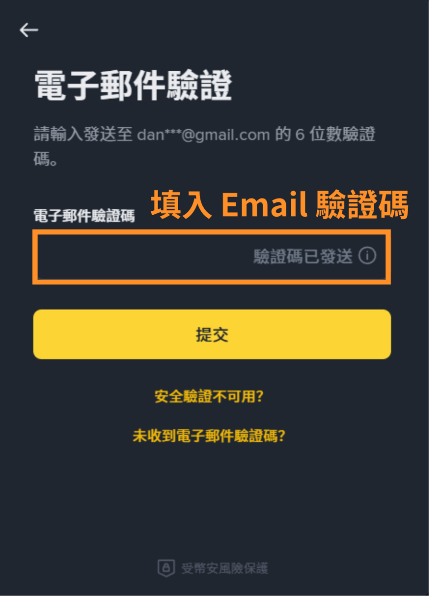 填入 Email 驗證碼