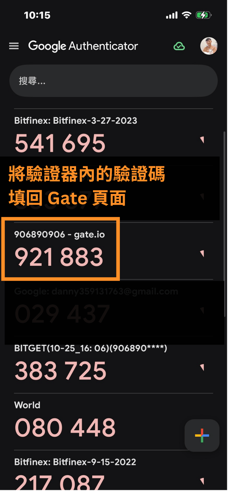 將驗證器內的驗證碼填回 Gate 頁面